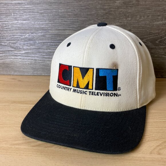 Vintage CMT Country Music Television Hat Cap Snapback White Cream - Picture 3 of 9